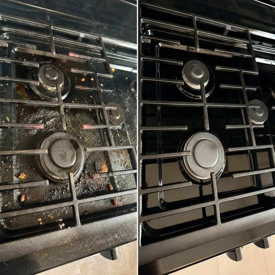 Real before and after of a stove deep cleaning