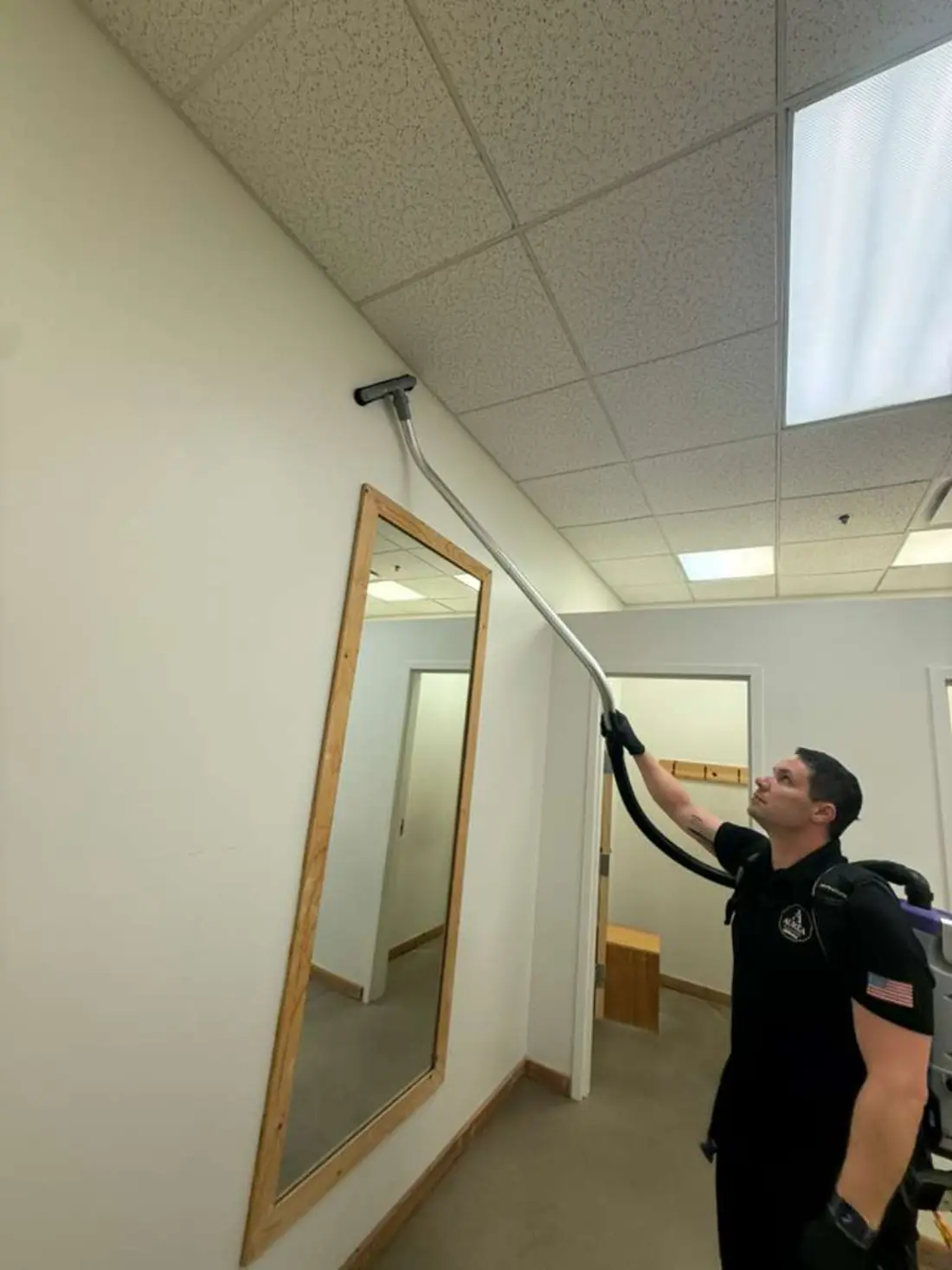 Aurea team cleaning an office ceiling in Massachusetts